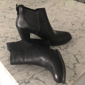 UGG black heeled booties, size 10